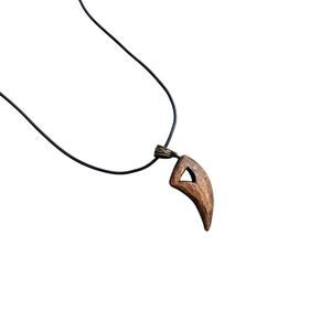 Handmade Curved Wooden Fall Leaf Minimalist Pendant Necklace